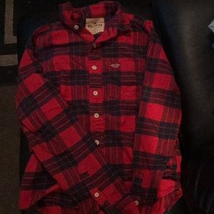 Red and blue Hollister long sleeve flannel shirt